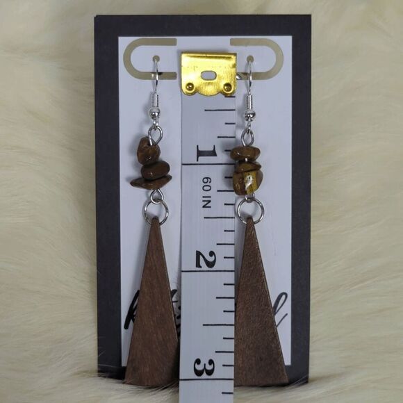 Brand New Ritzwood Dangle Earrings Wooden Beaded 3" - Picture 4 of 6